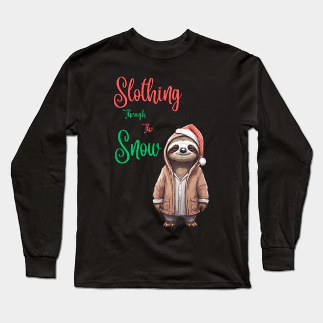 Christmas Sloth Long Sleeve T-Shirt by Trip Tank